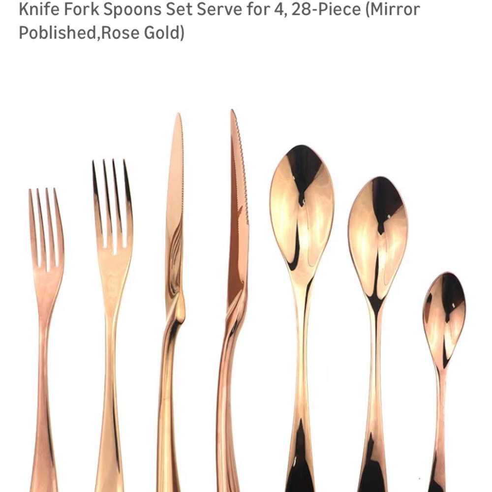 Elegant Rose Gold Flatware Set - 28-Piece